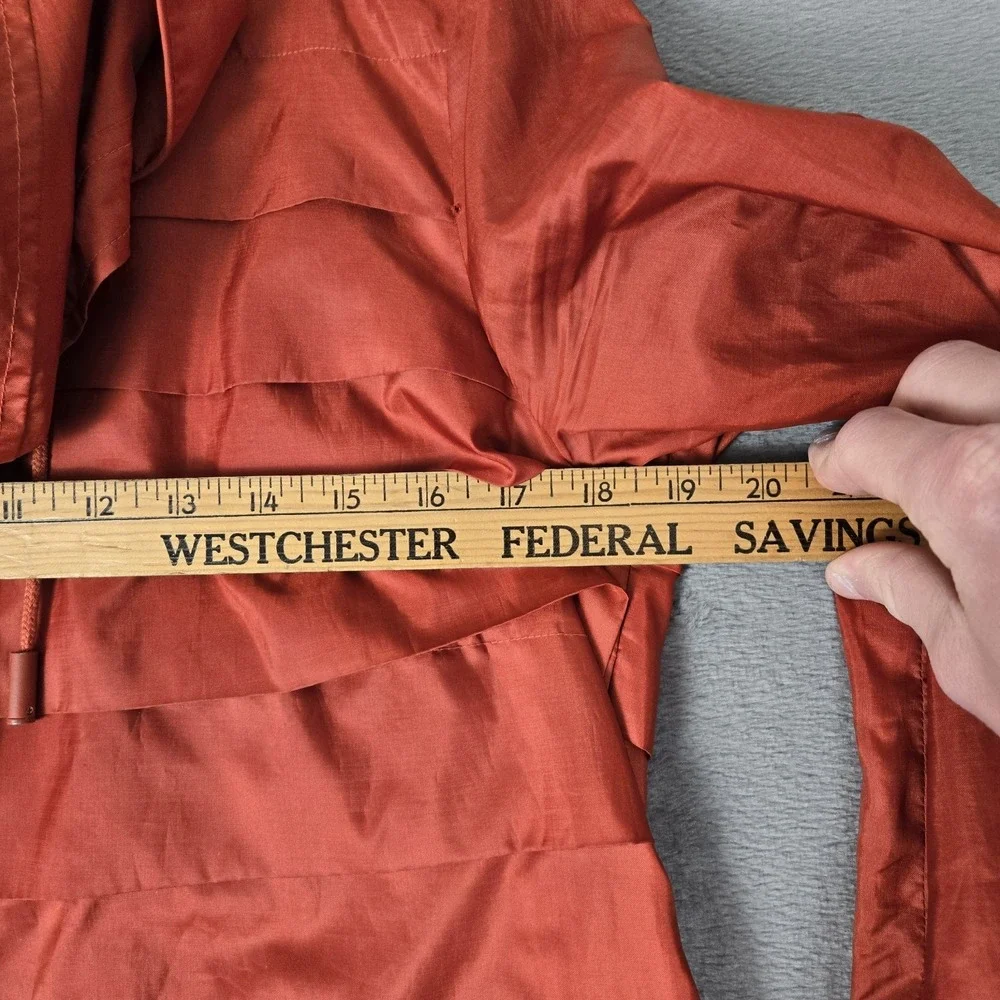 Tory Burch Rain Jacket Womens 8 Anorak Windbreaker Satin Red *READ‎